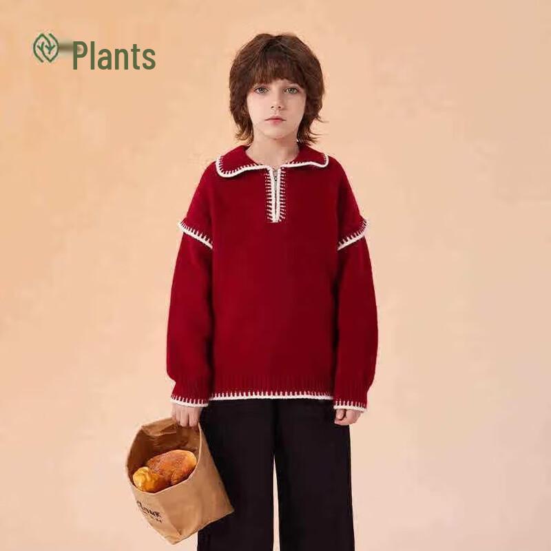 

Boys Chinese Style New Year Red Knitted Sweater 120