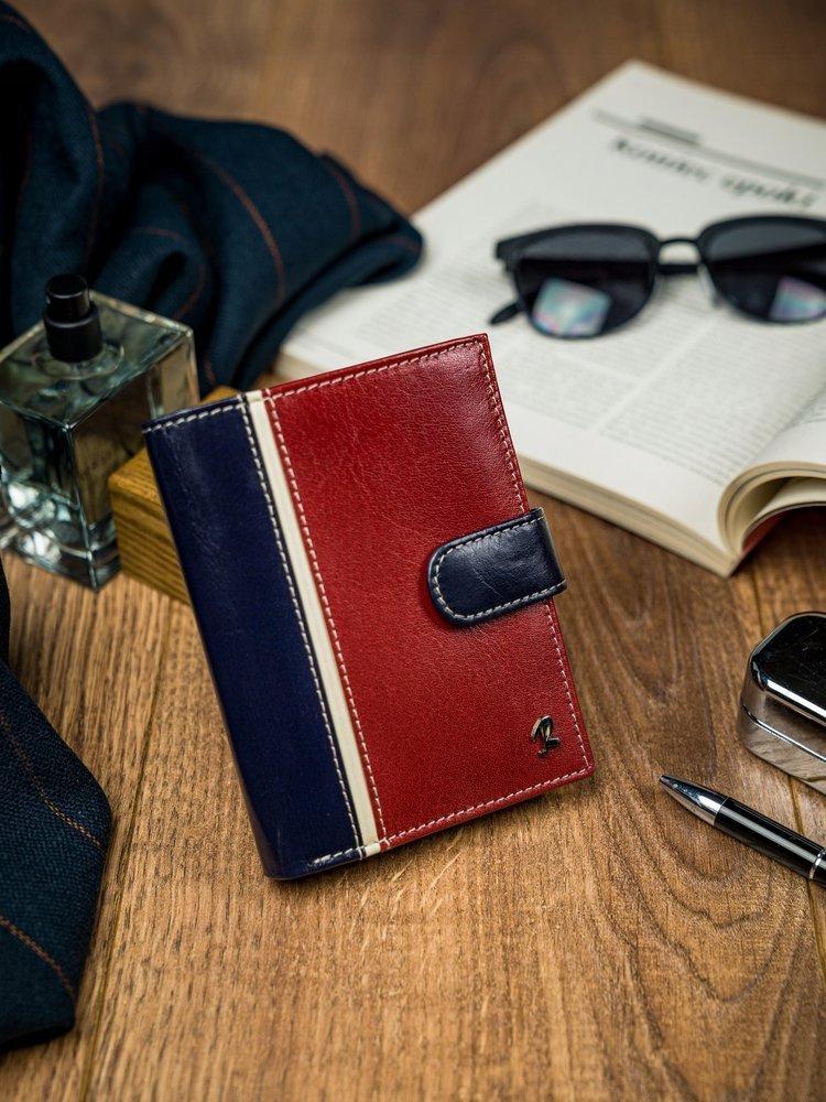 Vertical, two-tone men's wallet made of genuine leather - Rovicky