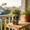 Small Plant Holder Skull Planter with Succulent Pot Resin Middle‑Finger Gesture Gothic Skeleton Head Retro Sculpture Flower Unique Desktop
