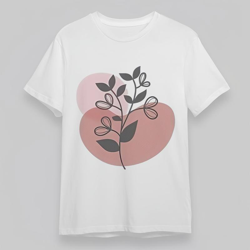 

Women s Plus Size Soft Classic T-Shirt Abstract Floral With Geometric Shapes Top XL