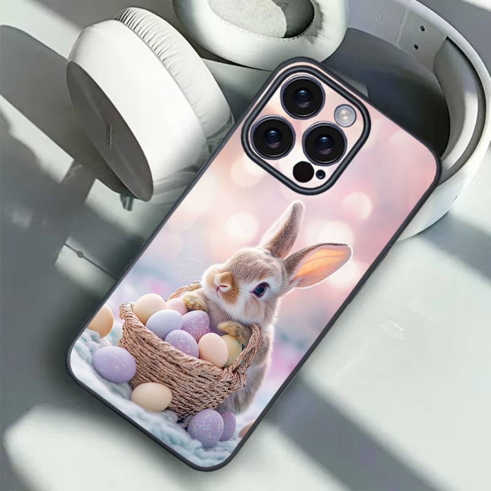 1PC Easter Bunny Eggs Phone Case For iPhone 16 15 14 13 12 17 PRO MAX PLUS Mini TPU Soft To Skin-friendly Case