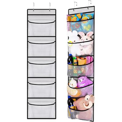 Foldable Wall Hanging Shelves Over The Door Clothes Organizer Storage for Closet with 5 Pockets Organizer for Bedroom Bathroom