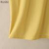 ZANZEA Blusa Casual Feminina de Manga Curta e Cor Sólida com Decote Redondo