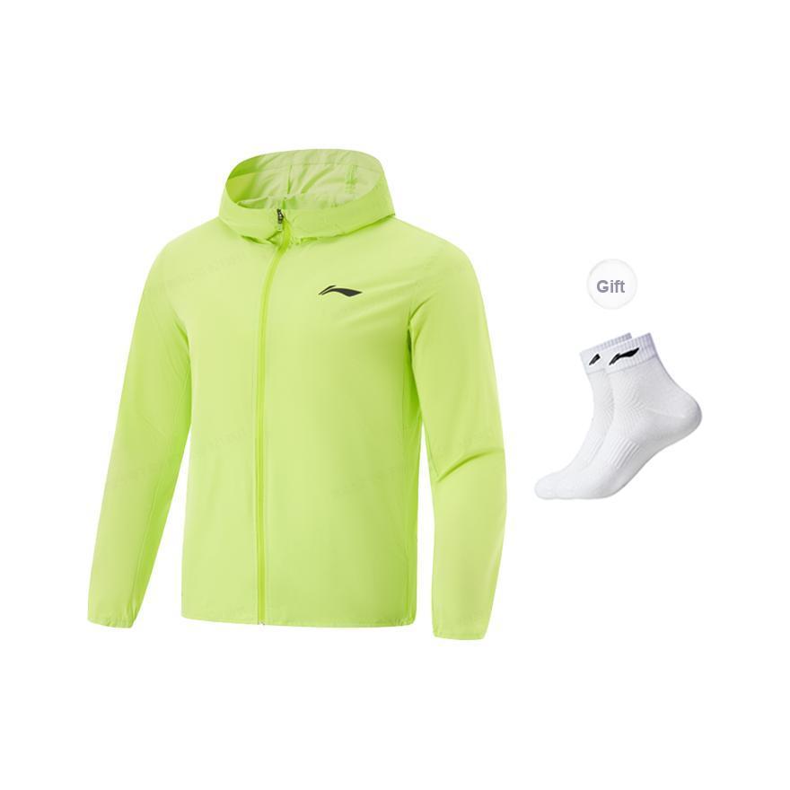 Li Ning Seria Biegowa Jednolity Kolor Zapinana na Zamek Kaptur Wygodna Oddychająca Wszechstronna Ochrona Przed Słońcem Kurtka Sportowa Męska Kurtka AFDV249-3