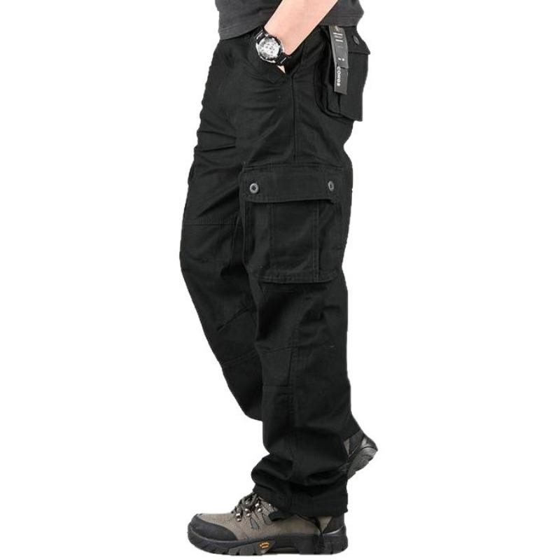 Men S Loose Straight Leg Multi Pocket Cargo Long Pants