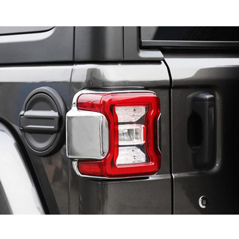 Car Styling Cover Detector ABS Chrome Trim Back Tail Rear Light Lamp Frame Stick For Jeep Wrangler JL 2018