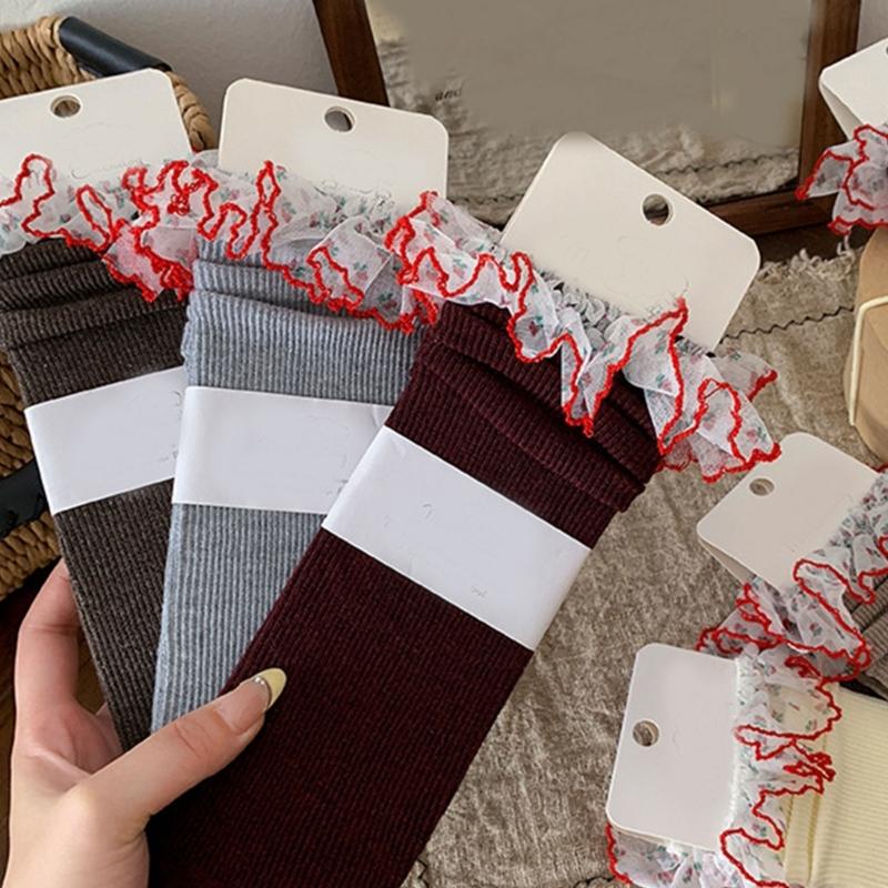 Lace Ruffle Socks Calf Socks for Teen Girls 3-13 Year Long Leg Warmer Knee Stockings Fashion Children Socks