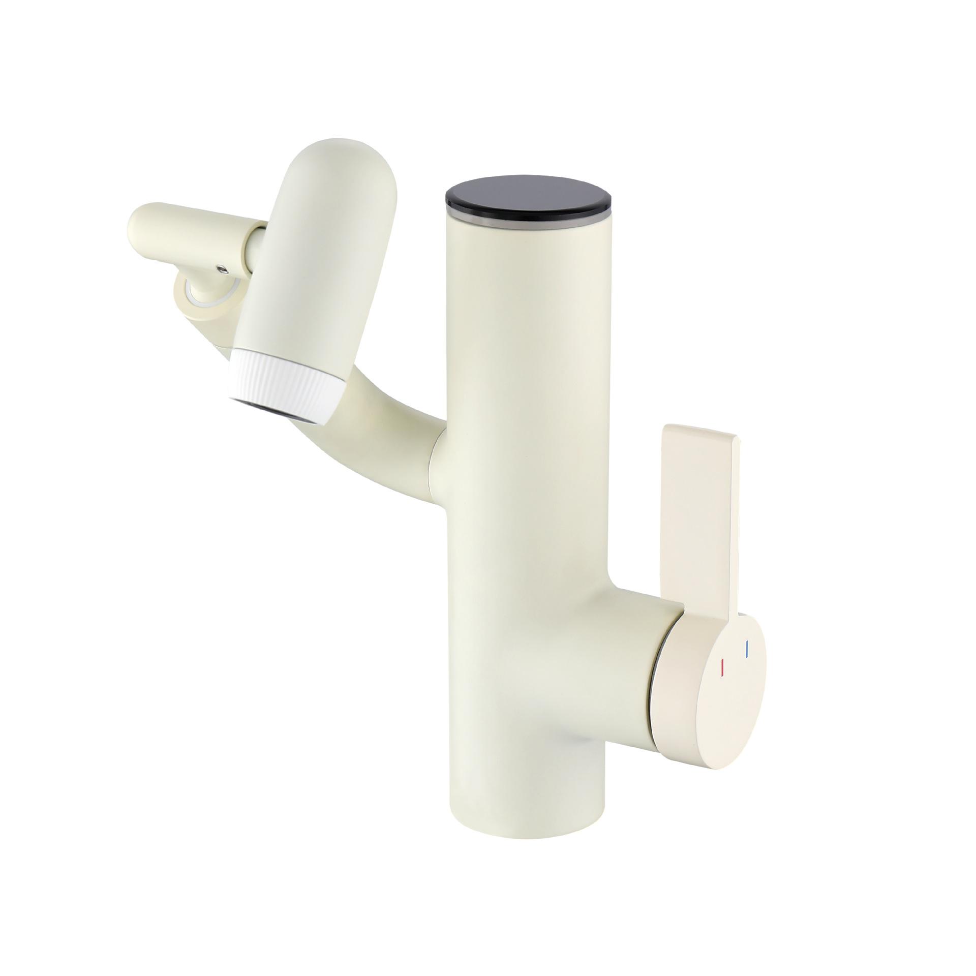 Digital Basin Mixer Faucet Zinc Alloy Vanity Faucet Single Handle Rotataing Bathroom Sink Faucet (White,Brass) белый