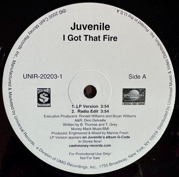 

12inch Record JUVENILE I Got That Fire UNIR202031PROMO 2000 US Rap HipHopRB Used