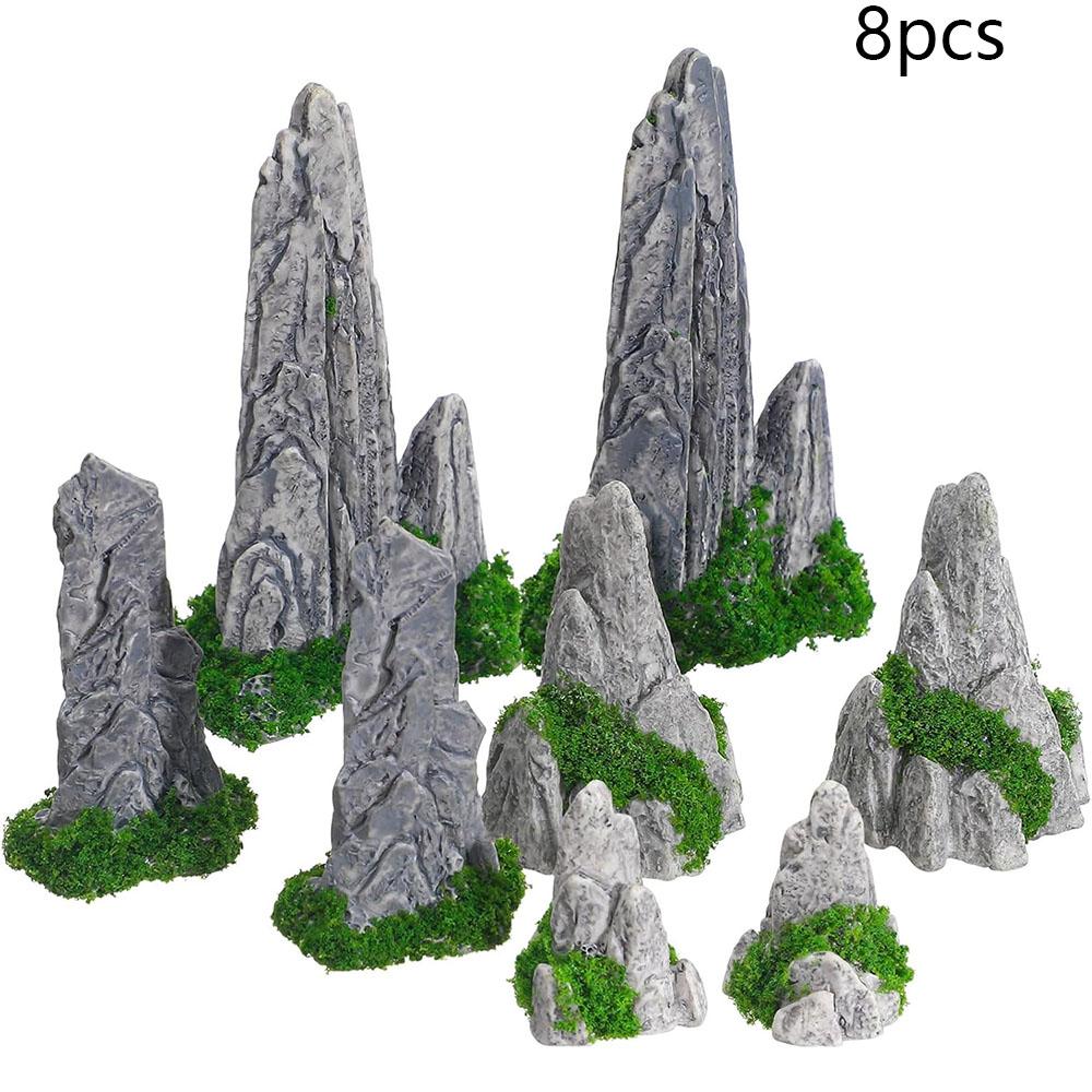 8pcs Mountain Decorative Miniature Set for Indoor Garden Accessories