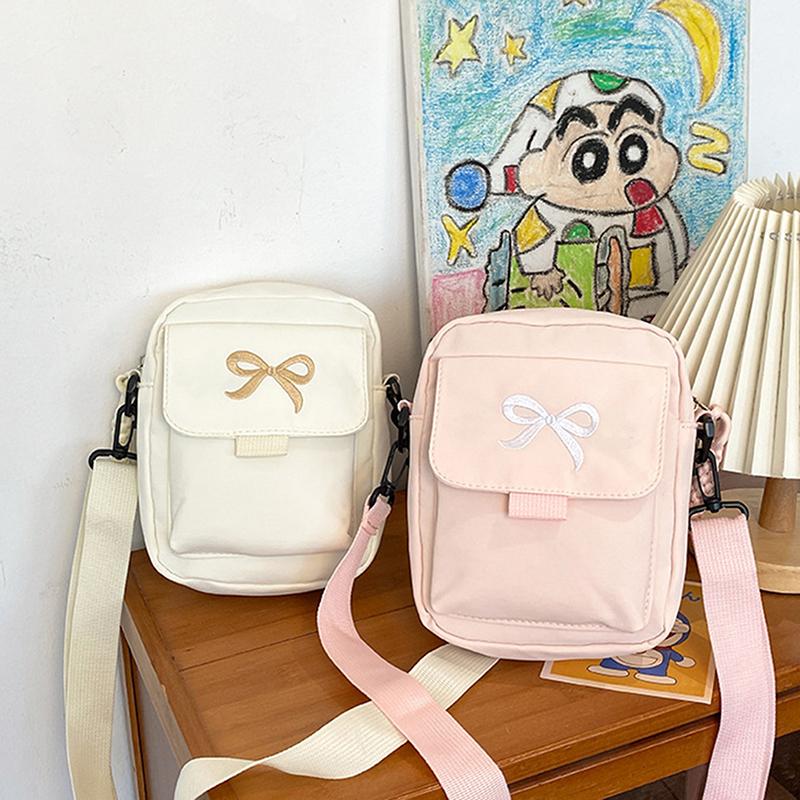 Women Bow Fashion Shoulder Bag Adjustable Strap Trendy Crossbody Bag Solid Color Daily Sports Messenger Bag Purses And Handbags
