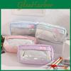 Girl Heart Star Embroidery Large Capacity Dual Layer Pen Organizer With Storage For Students