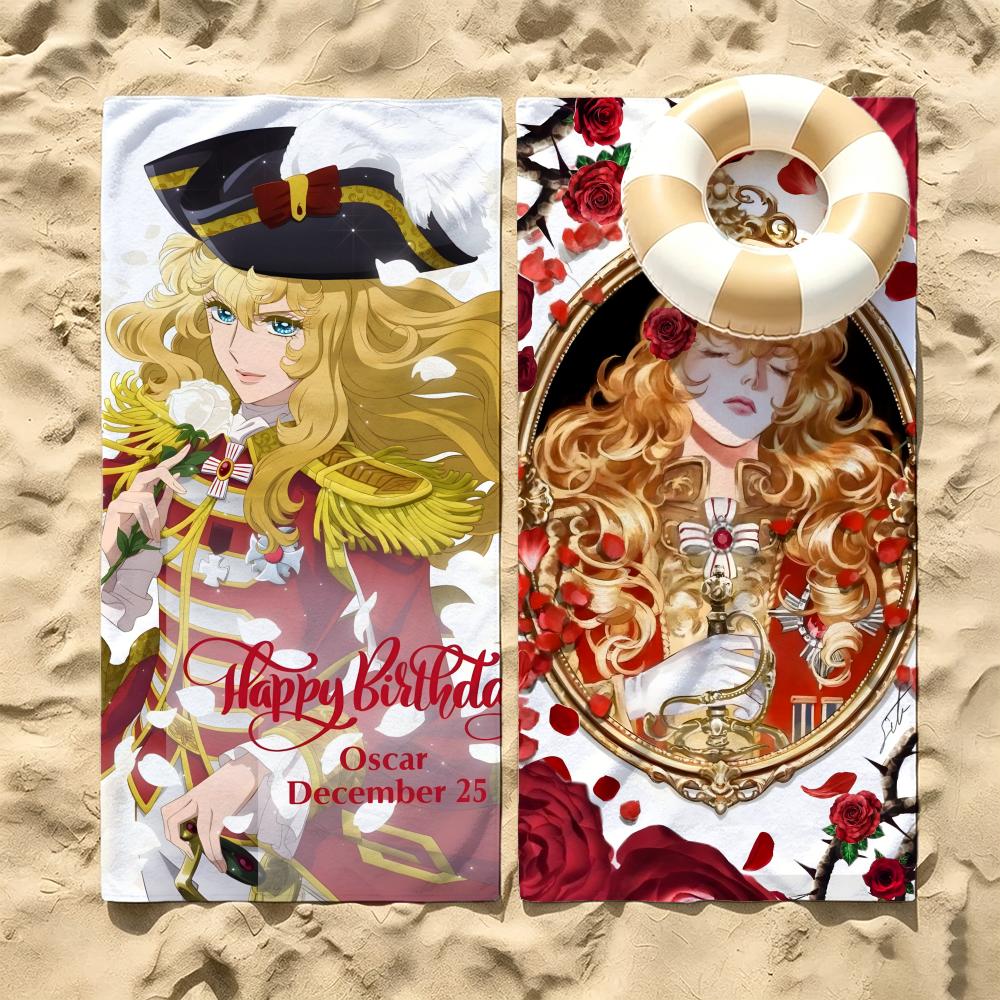 Anime The Rose of Versailles Towel Microfiber Beach Towel Quick Dry Absorbent Soft for Swimming Yoga Resort Travel Camping