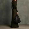 2026 autumn and winter European and American independent station temperament elegant stacked collar pleated slim dress