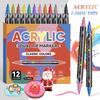 12 Colors Acrylic Marker Pens Handing Comfortable For Drawing Painting Stone Wood Creative DIY Model Coloring Art Supplies