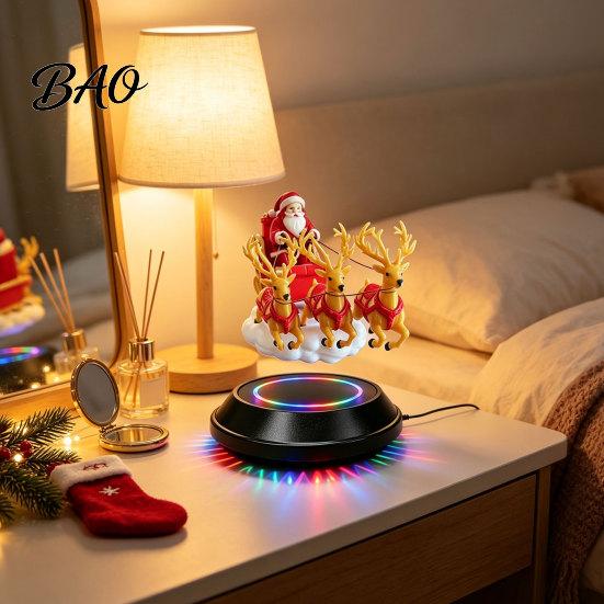 Floating Santa Sleigh Sleigh, Magnetic Levitation Santa's Flying Ornament, Christmas Office Desk Ornament Display for Home, Office, Shelf &