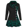 Langärmeliges Partykleid mit Rüschensaum Herbst Winter Überlappendes Revers Karo Patchwork Minikleid Damenbekleidung
