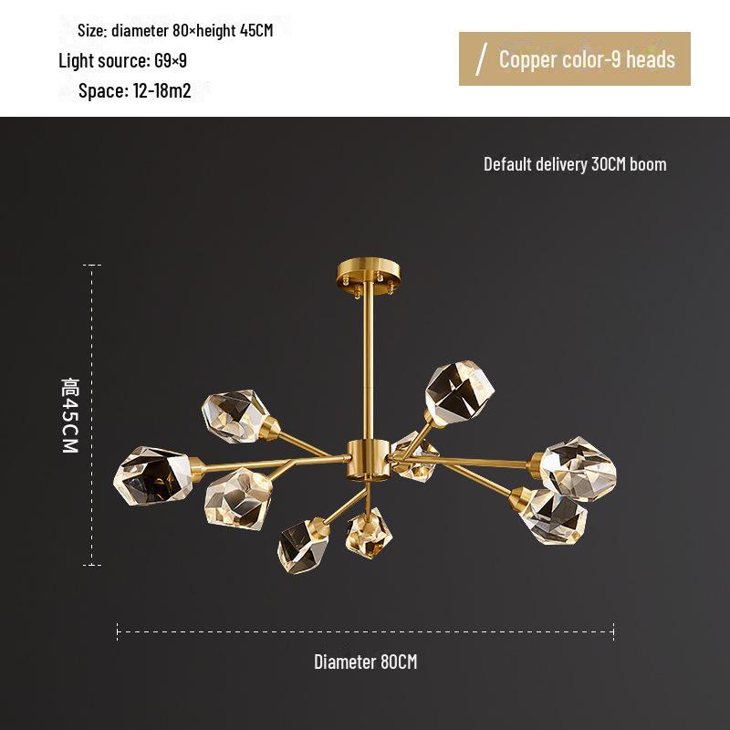 Modern Luxury Chandelier: Copper Crystal Design for Living Room & Bedroom