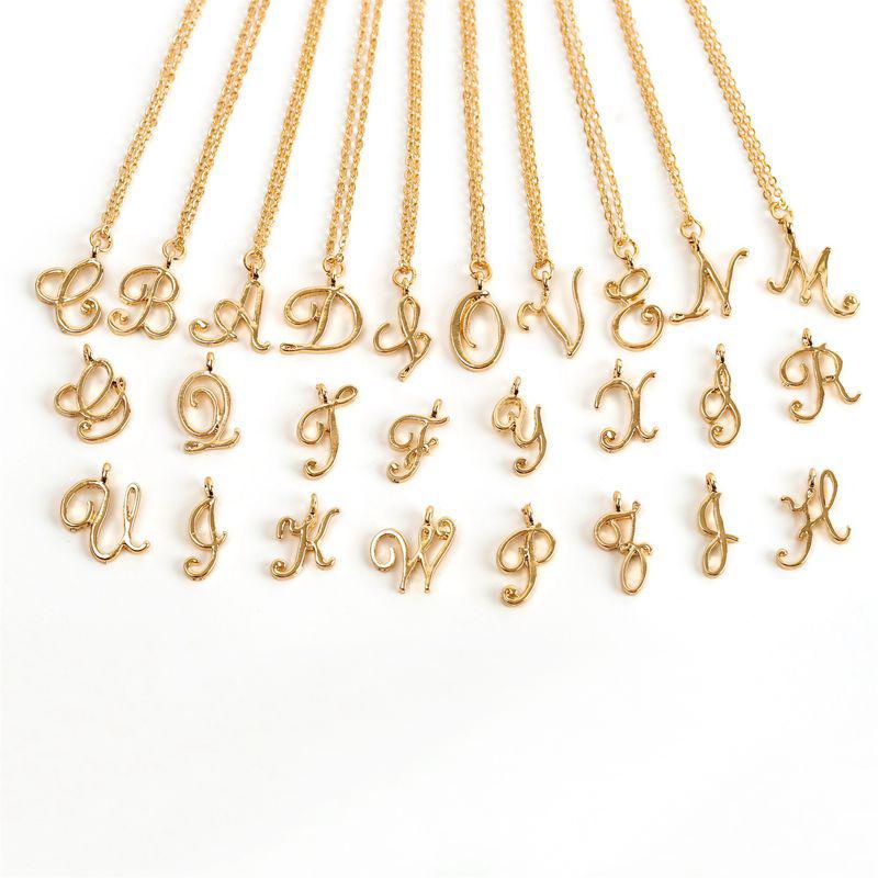 Elegant 26-Letter Uppercase Pendant Necklace: Simple and Fashionable European-American Clavicle Chain with Niche Design