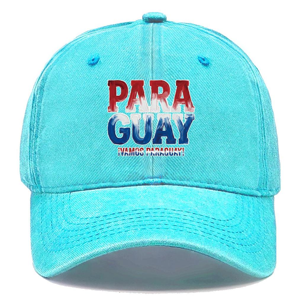"PARAGUAY" "VAMOS PARAGUAY" Flag Printed Sun Hat , Adjustable Baseball Cap Hip Hop Unisex Trendy Vintage Sun Hat