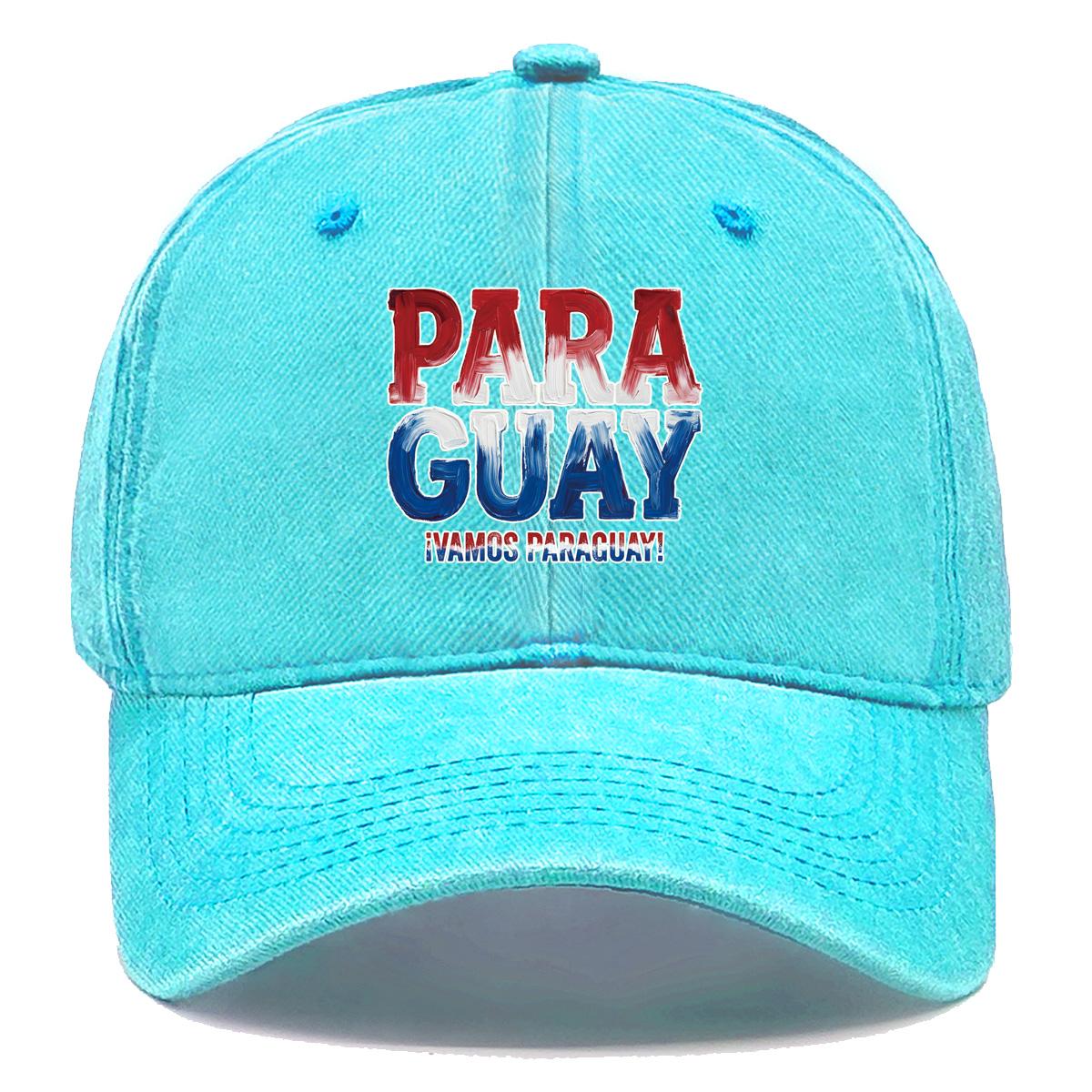 

PARAGUAY VAMOS PARAGUAY Flag Printed Sun Hat , Adjustable Baseball Cap Hip Hop Unisex Trendy Vintage Sun Hat as the picture синий