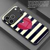 Creative Striped Heart Pattern Tempered Glass Phone Case For iPhone 17 16 15 Pro Max 14 13 12 11 17 Air 7 8 Plus XR XS X Cover
