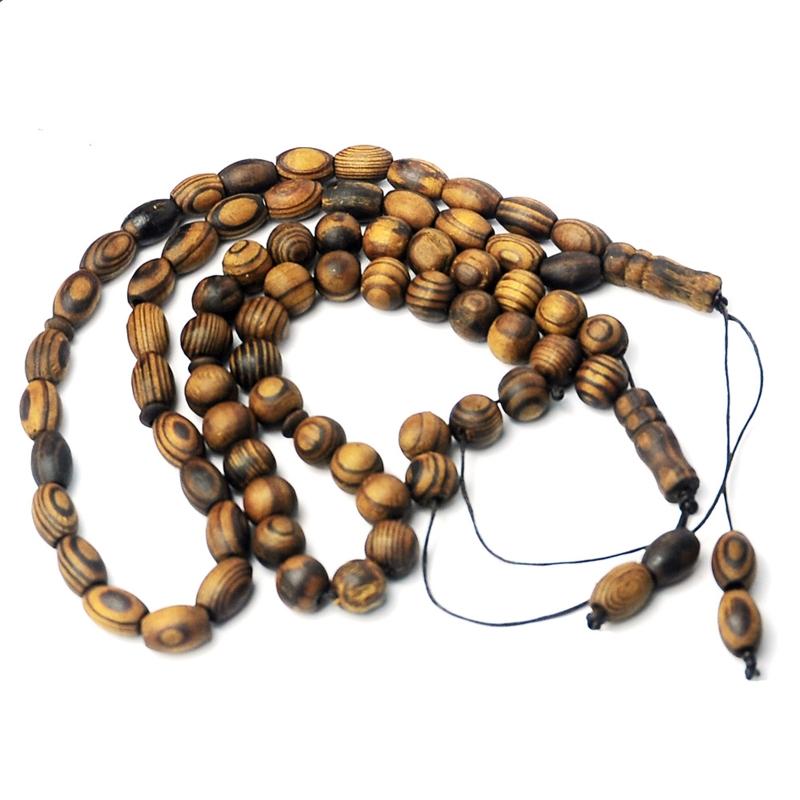 Islamic Muslim Wood Bracelet Pendant Wooden Rosary Beads 33pcs Prayer Bead for Home Women Men Religion Eid Ramadan Gift