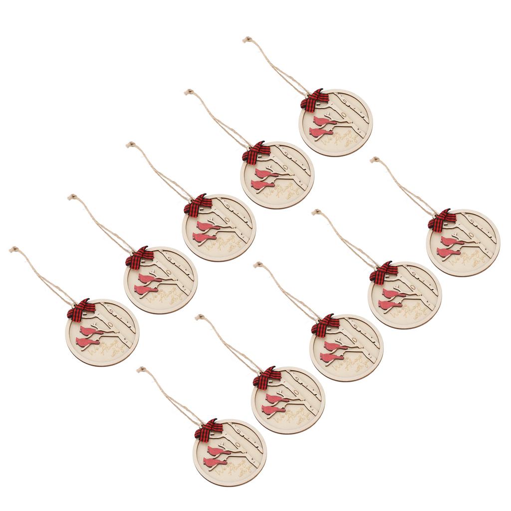 10Pcs Handmade Memorial Ornament Wooden Red Cardinal Ornament Hanging Memorial Christmas Decoration