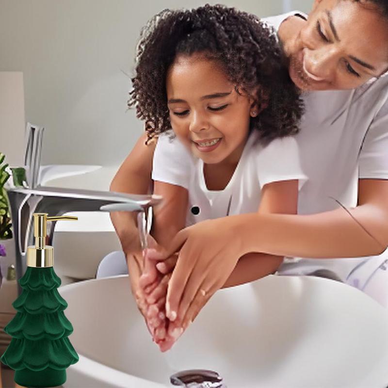 Christmas Soap Dispenser, Resin Green And Pink Holiday Christmas Tree Hand Dish Soap Dispenser