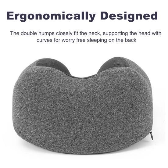 Travel Neck Pillow with Hood Memory Foam U-shaped Pillow with Adjustable Drawstring Breathable Neck Cushion for Airplane Car Long Flights Road Trips
