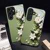 White Flower Pattern Glass Phone Case Suitable for Samsung Galaxy S26 S25 S24 S23 S22 S20 FE/Ultra/Plus Dustproof and Shockproof
