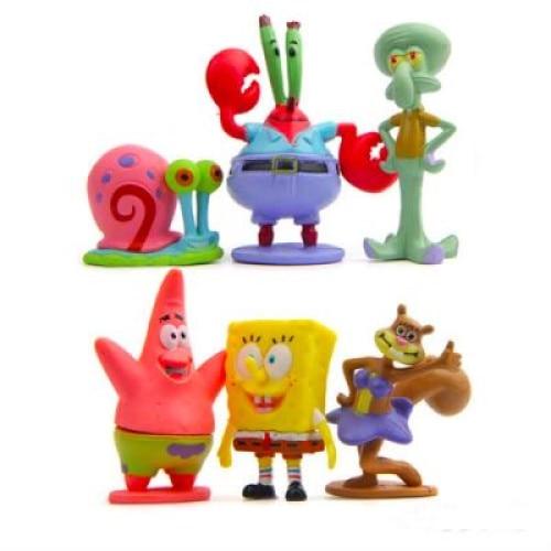 SpongeBob SquarePants Figurine Set of 6, 3+ Inches, Multicolor Character Collection, Kids Toys Gift, Party Decorations