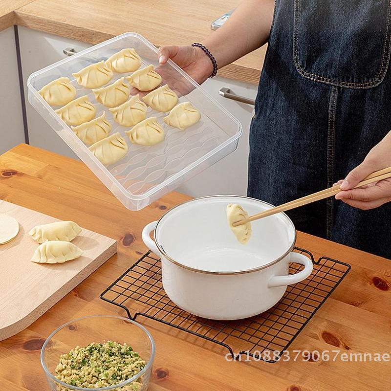 Household Food Egg Crisper Box Quick Freezing Dumpling Wonton Organizer Fresh-Keeping Refrigerator Storage Bin