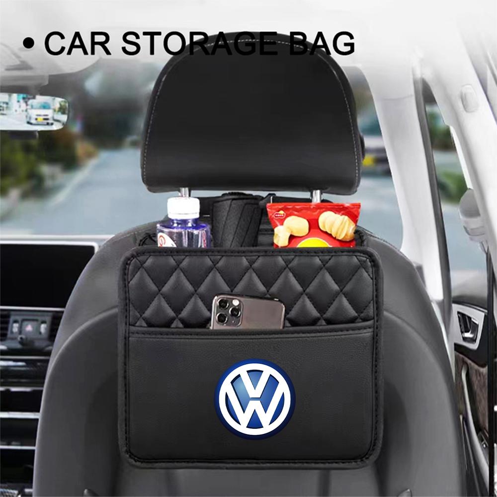 T30Multi-functional Car Seat Back Storage Box PU Leather Hanging Bag Valve Cap For Volkswagen B6 Golf 6 Motion MK4 Jetta Bora Polo