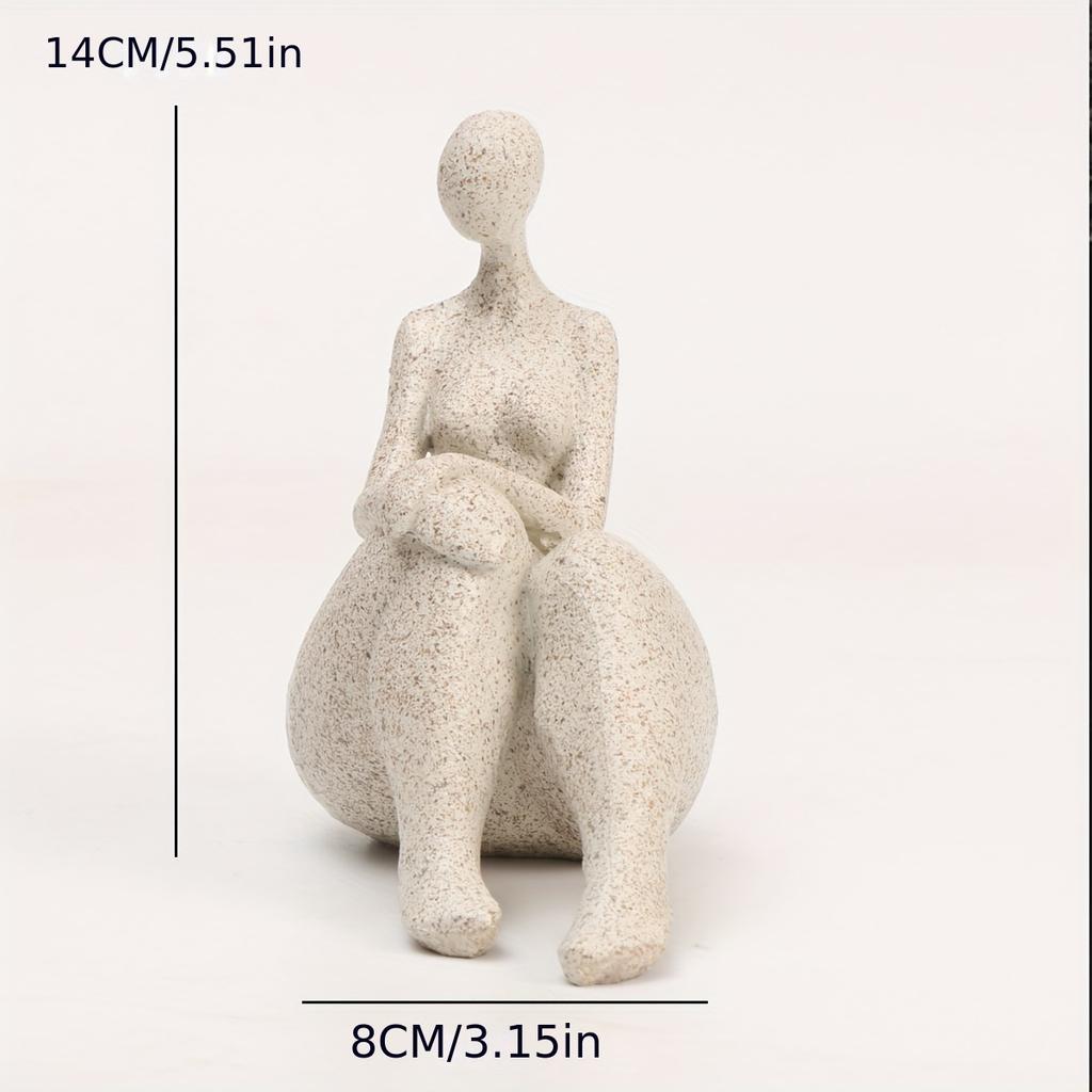 1Pc, Sandstone Resin Chubby Woman Statue Handmade Sandstone Abstract Art Household Living Room Office Cabinet Tabletop Entryway Dec