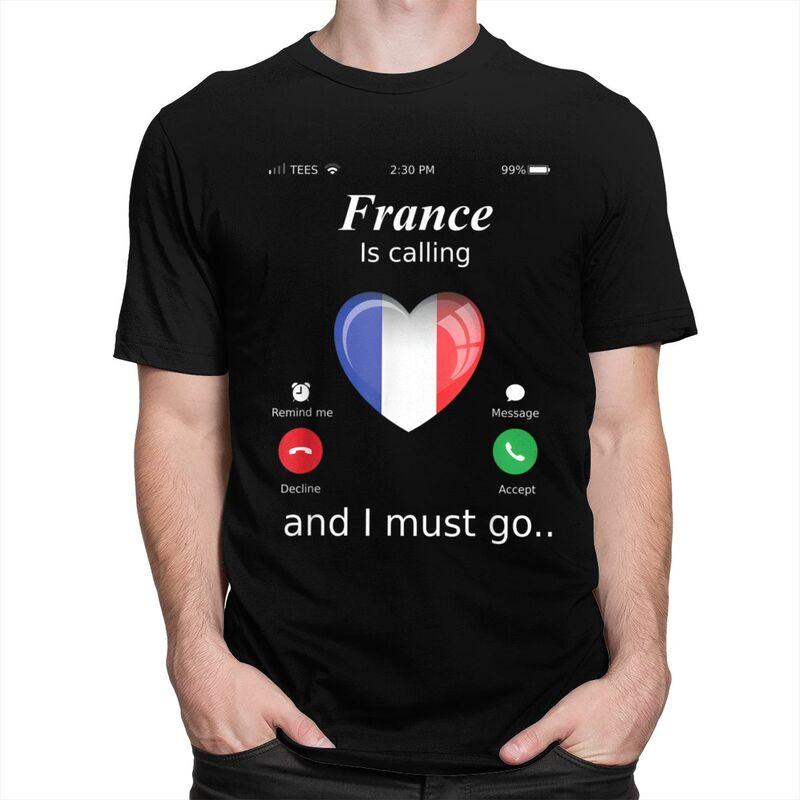 La Francia Chiama e Devo Andare T-shirt da Uomo Tshirt Moda Regalo San Valentino Maglietta T-shirt Bandiera Francese