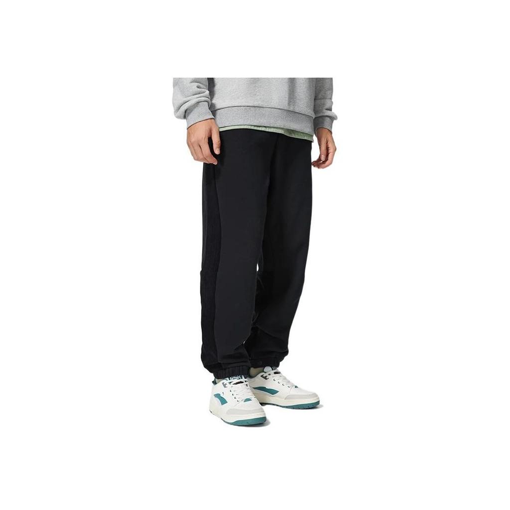 Li-Ning Solid Color Print Logo Elastic Waist Casual Pants Men Bottoms Black AKLSB47-3