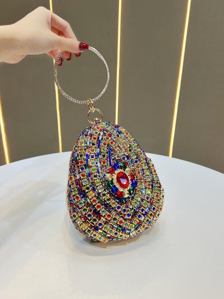 Elegante Pochette da Sera in Poliestere con Decorazioni di Strass per Eventi Formali