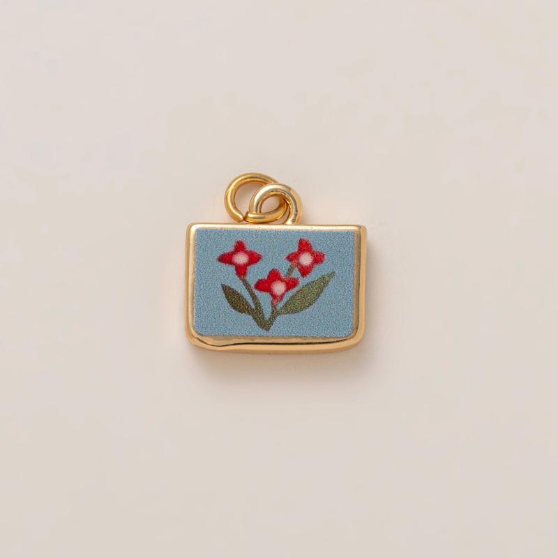 Simple And Versatile Color Blocking Butterfly Love Flower Diy Pendant Accessories Gold-Plated Color Preservation