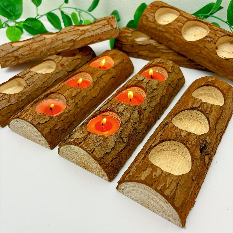 4pcs Wooden Candle Holders Wedding Centerpiece Decor Valentine's Day Weddings Birthday Supplies Candle Cup Table Home Decoration