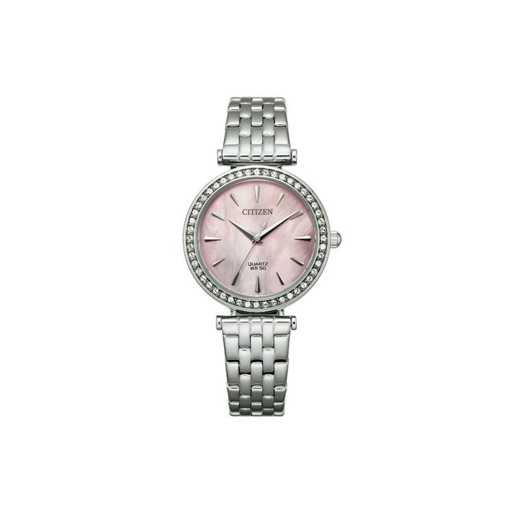CITIZEN Quartz Movement Stainless Steel Strap Watch Women s Watch Pink Watch Dial ER0210-55Y Silver Strap