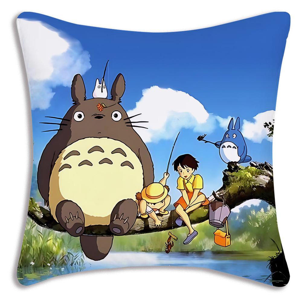 Hot Cartoon Cute Pillow Covers Cartoon Sofa Decorative Home Double-Sided Printing Short-T-Totoros Plush Cute Cushion Cover