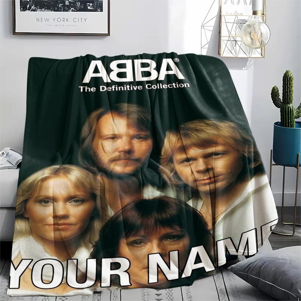 1PC Custom Name ABBA Patterned Flannel Blanket Suitable For All Seasons for Home Decor Warmth and Comfort Gifts Holiday Present