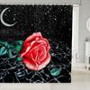 Rose Shower Curtain for Girls Couple Valentines Day Gift Romantic Floral Bath Curtain Botanical Flower Nature Bathroom Curtain