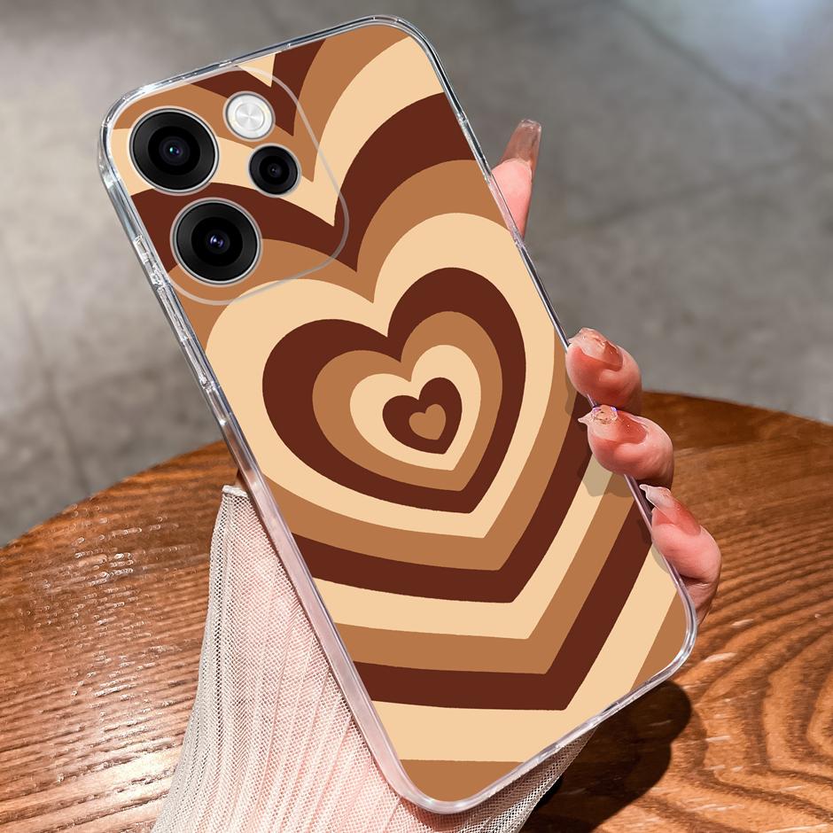 Cases For OPPO Reno15 15F 15Pro Cute Girl Love Heart Lightweight Simplicity Soft Transparent Housing For Reno 15F 15 Pro Capa