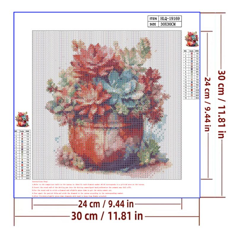 5d DIY Diamond Painting Cross Stitch Botany Succulent Potted Plant Diamond Embroidery Mosaic Full Round Drill Home Decor Arts