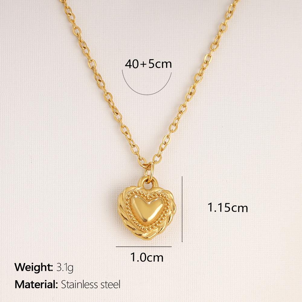 Retro Heart and Star Stainless Steel Pendant Necklace with Color Retention