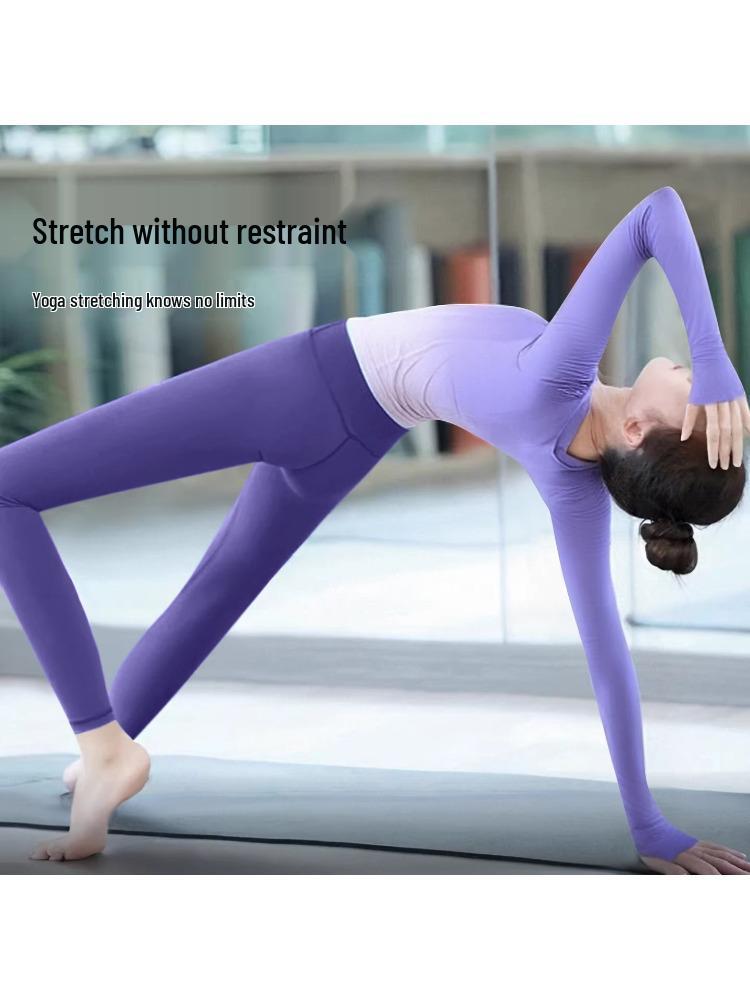 Gradient Yoga Wear Women's Long Sleeve Knit Slimming One-Piece for Pilates, Running, and Fitness.