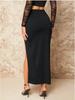 Spring-Summer Pleated High Slit Long Skirt for Women - Sexy Solid Color Hot Girl Outfit