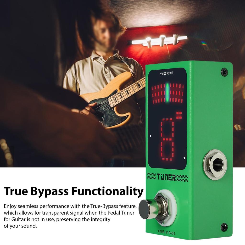 Btuty Guitar Tuner High Fast Compact Metal Durable Ideal for Live Performances and Studio Pedal, Accuracy, Response, Body, Design, Use, Green,